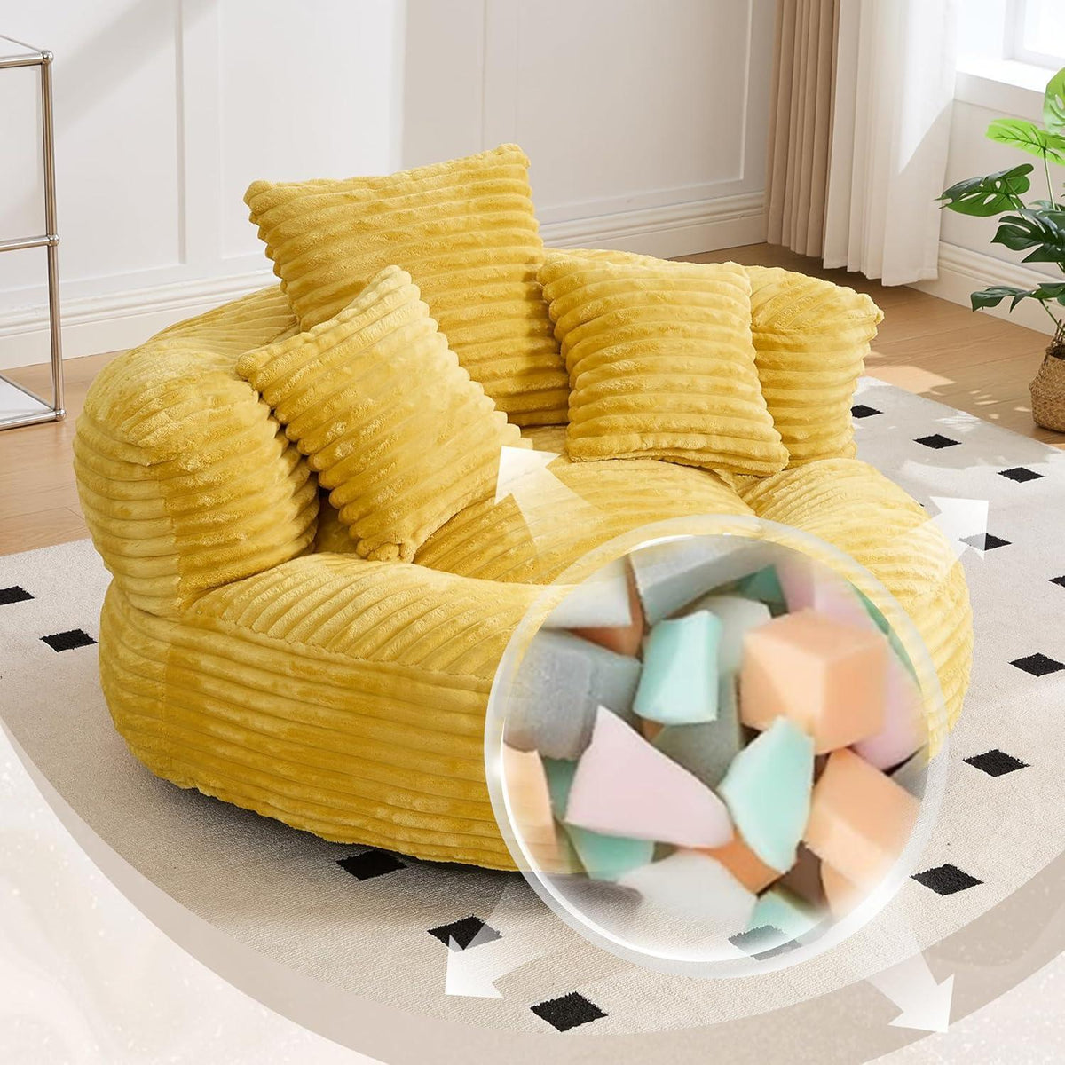Lazy Sitzsack mit hohem Rücken – Bequemer Lounger für Wohnzimmer