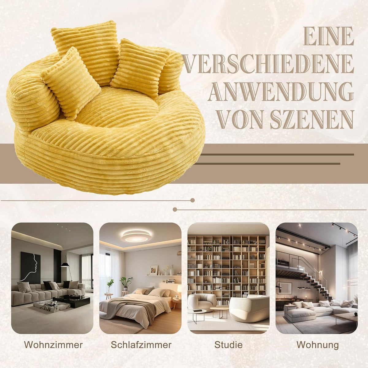 Lazy Sitzsack mit hohem Rücken – Bequemer Lounger für Wohnzimmer