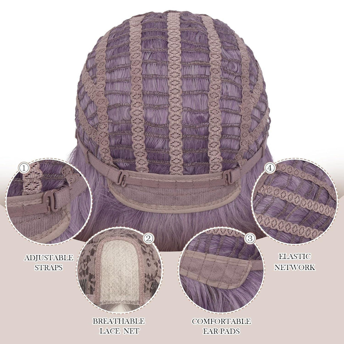 Lange gewellte Ombre Lila Perücke mit Spitze | 60cm Synthetik Perücke