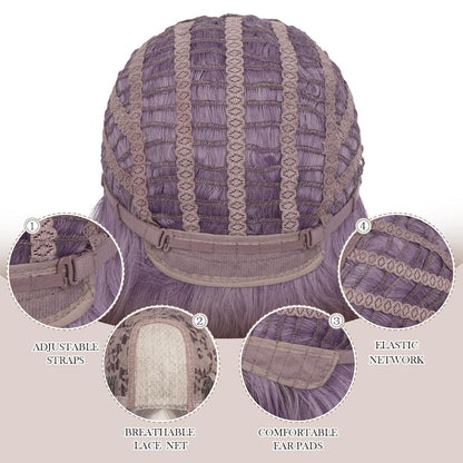Lange gewellte Ombre Lila Perücke mit Spitze | 60cm Synthetik Perücke