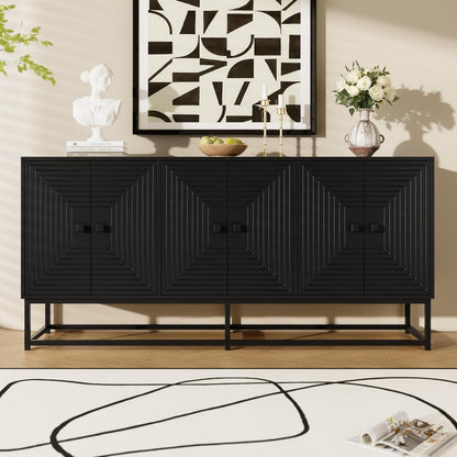 Modernes Sideboard Schwarz mit 3 Türen & Großem Stauraum