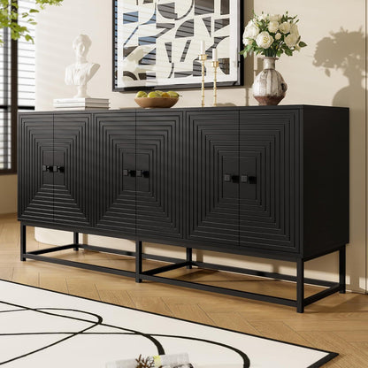 Modernes Sideboard Schwarz mit 3 Türen & Großem Stauraum