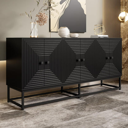 Modernes Sideboard Schwarz mit 3 Türen & Großem Stauraum