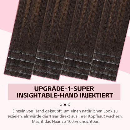 Echthaar Tape-in Extensions #2/6/18 Dunkelbraun bis Chestnut