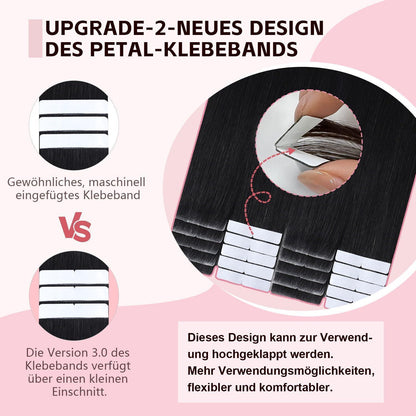 Echthaar Tape Extensions #1 Schwarz 50cm – Remy Menschenhaar