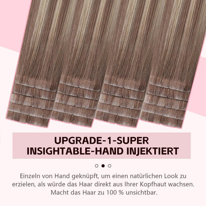 Remy Echthaar Tape Extensions #8/60 Hellbraun-Platinblond 40cm