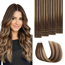 Remy Tape Haarverlängerung #4/27/4 Balayage Schoko-Karamell 45cm
