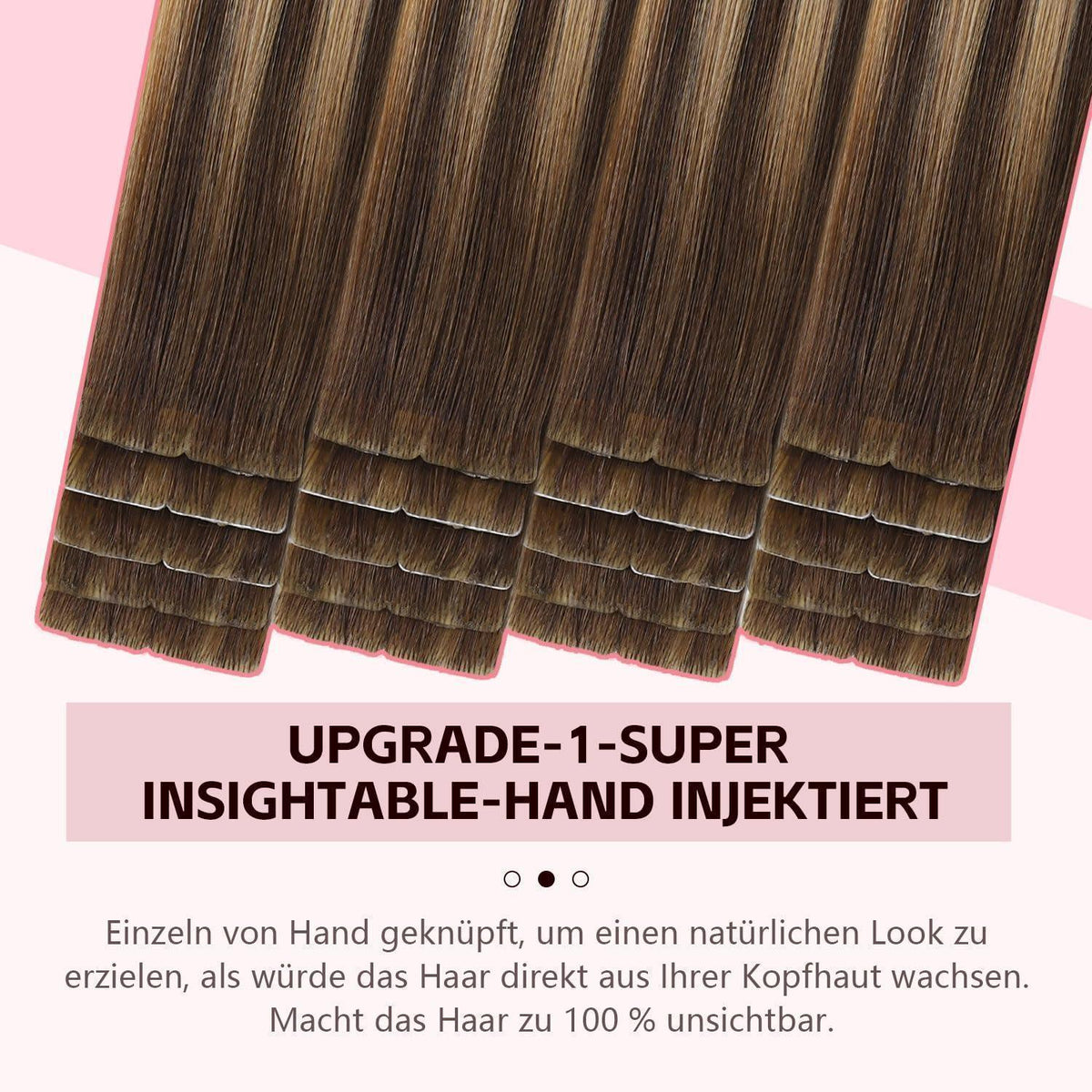 Remy Tape Haarverlängerung #4/27/4 Balayage Schoko-Karamell 45cm