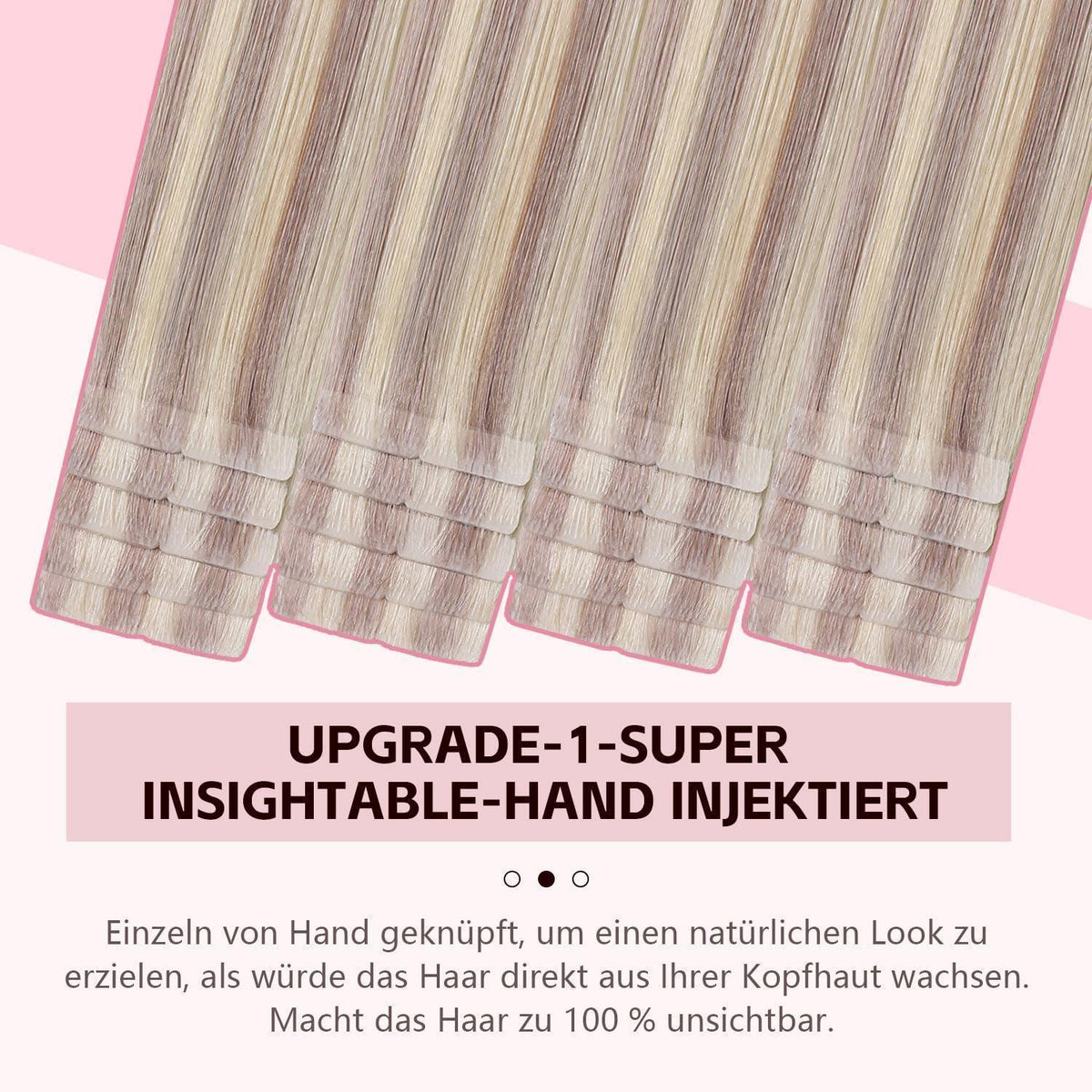 Echthaar Tape Extensions Aschblond #18p613, 55cm, 50g