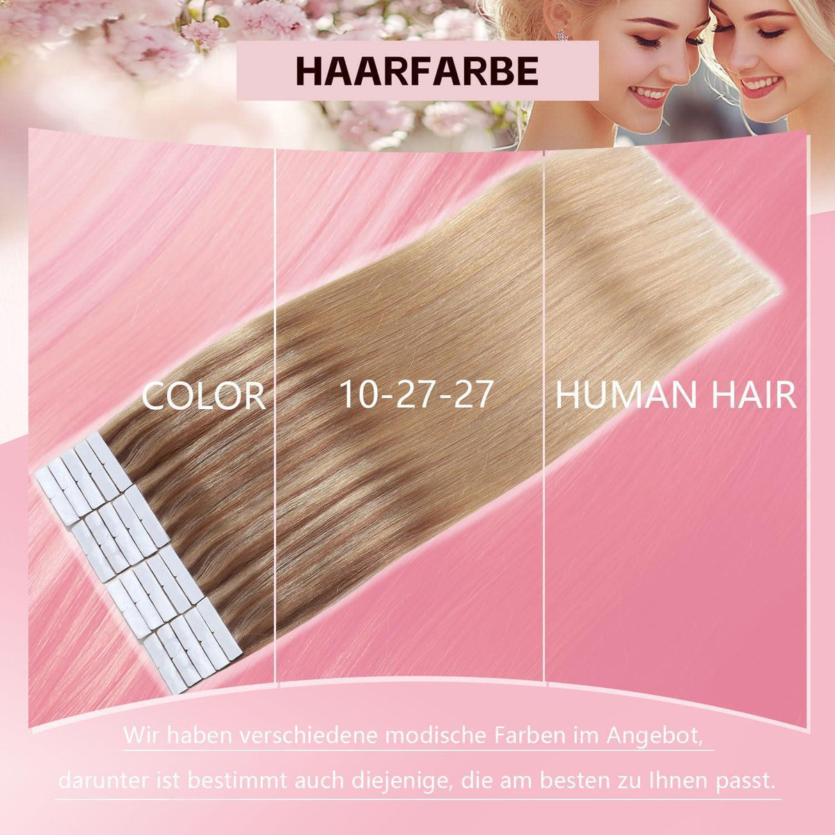Remy Echthaar Tape Extensions #10/27/27 Hellbraun Goldblond 40cm