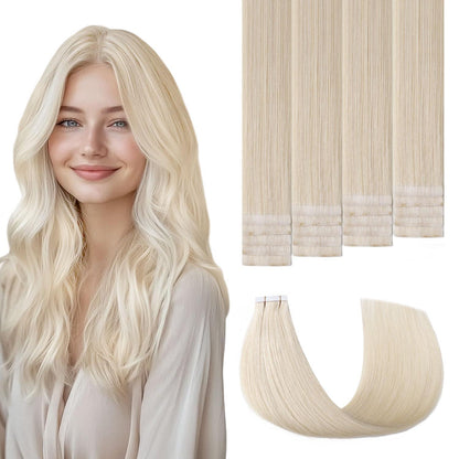 Remy Tape-in Haarverlängerung #60 Platinblond 45cm Echthaar