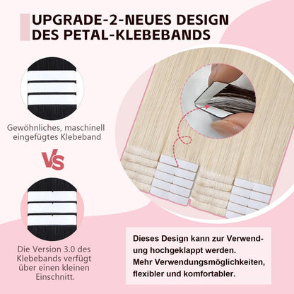 Remy Tape-in Haarverlängerung #60 Platinblond 45cm Echthaar