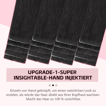 Echthaar Tape Extensions #1B Schwarz 50cm – Remy Menschenhaar