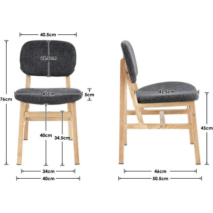 Esszimmerstühle Set 4 Holz Grau, Chenille Polsterstühle