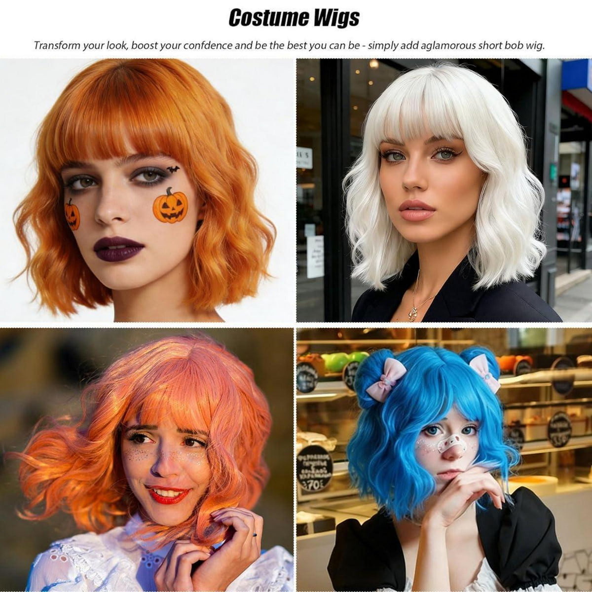 Braune Bob Perücke mit Pony – Lockig & Gewellt