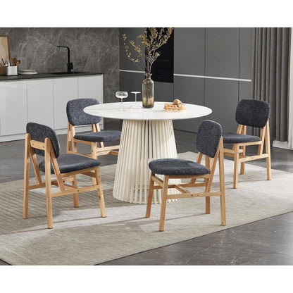 Esszimmerstühle 2er Set Holz & Chenille Grau