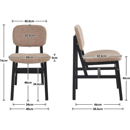 Esszimmerstühle 2er Set Holz & Chenille, Khaki