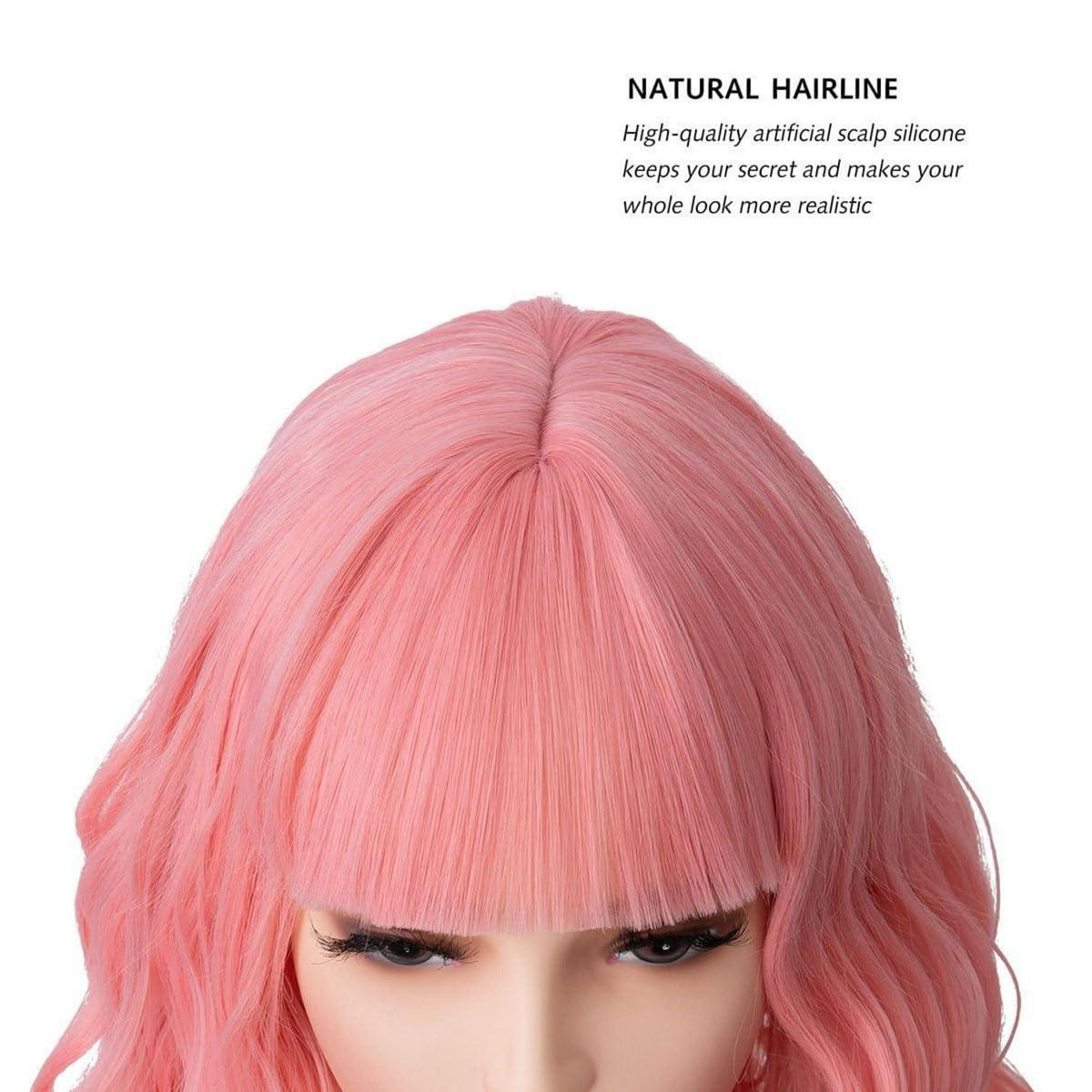 Pink Bob Perücke mit Pony – Lockig, Gewellt & Vielseitig