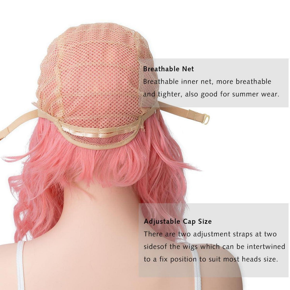 Pink Bob Perücke mit Pony – Lockig, Gewellt & Vielseitig