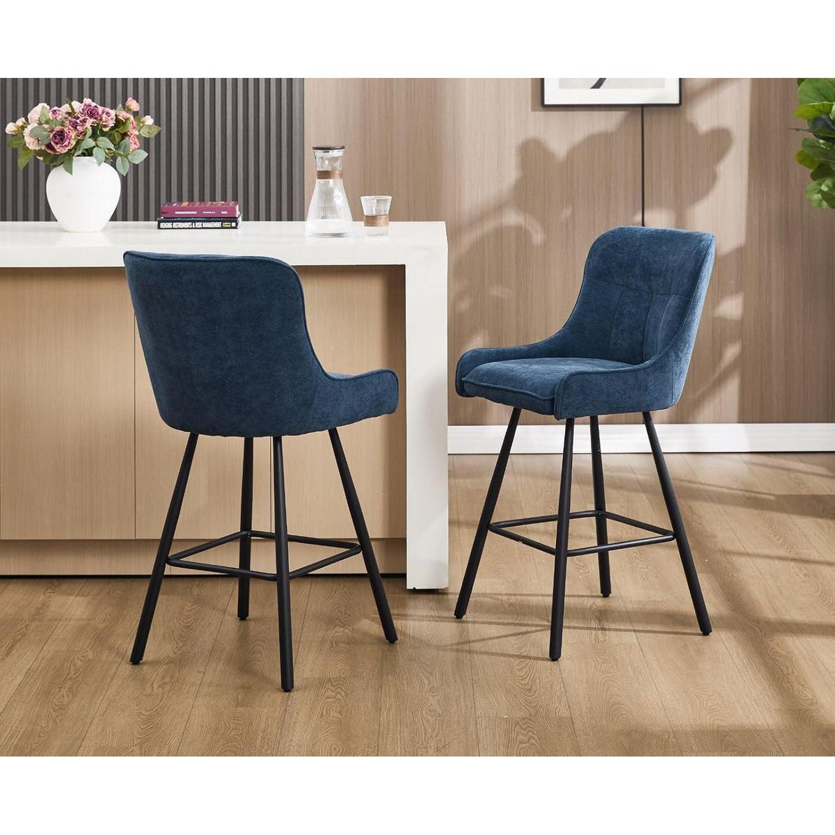 Chenille Barhocker 2er Set – Modern & Bequem