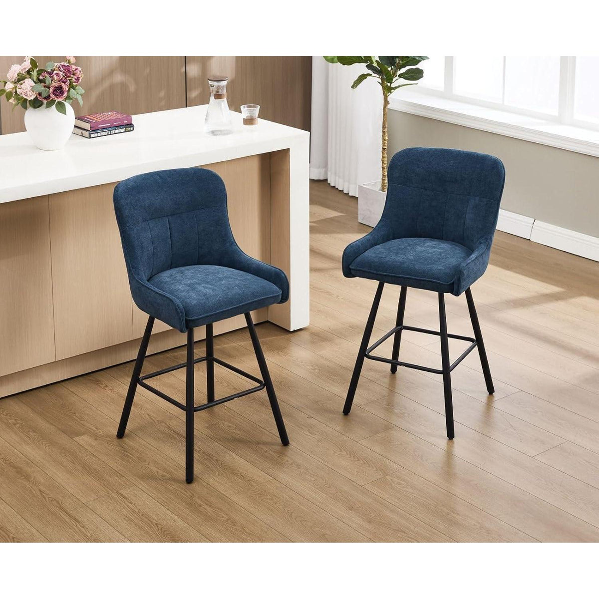 Chenille Barhocker 2er Set – Modern & Bequem