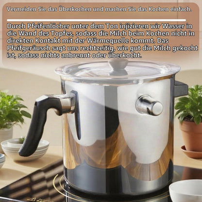 1.5L Edelstahl Milchtopf mit Deckel & Pfeife