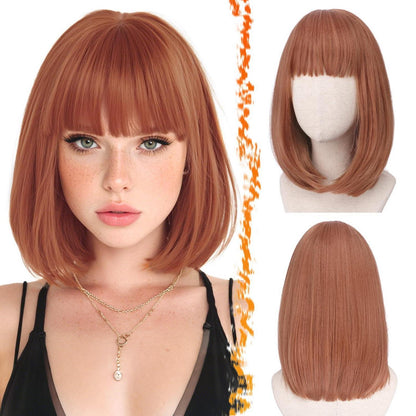 Auburn Bob Perücke mit Pony – Kurzes, rotes Haar für Damen