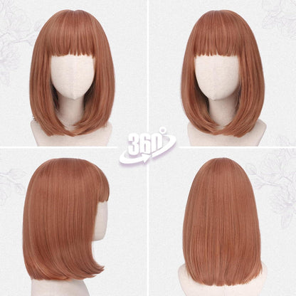 Auburn Bob Perücke mit Pony – Kurzes, rotes Haar für Damen
