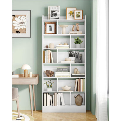 Weißes Bücherregal mit 7 Fächern – 24 x 80 x 199 cm
