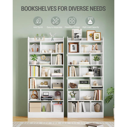 Weißes Bücherregal mit 7 Fächern – 24 x 80 x 199 cm