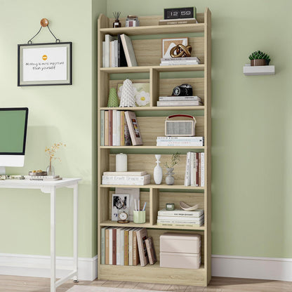 Bücherregal 7 Fächer Eichenbeige – Standregal für Wohnzimmer