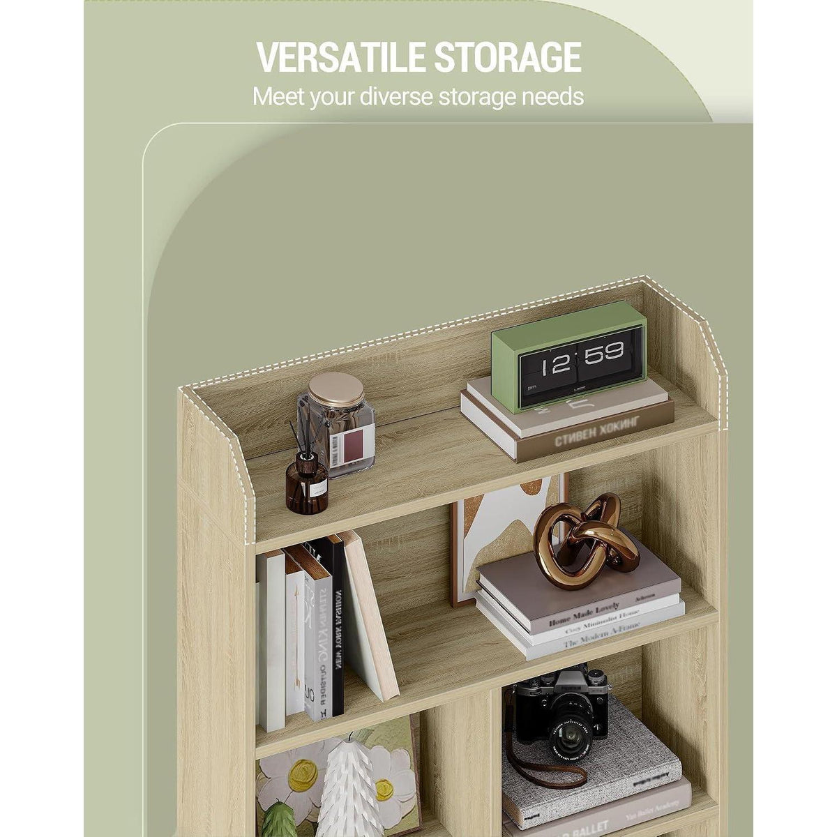 Bücherregal 7 Fächer Eichenbeige – Standregal für Wohnzimmer