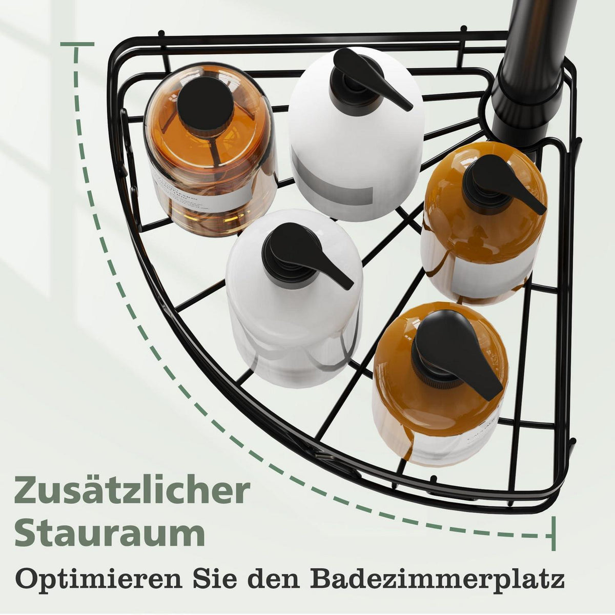 Teleskop Duschregal 4-Fach Ecke Schwarz Matt