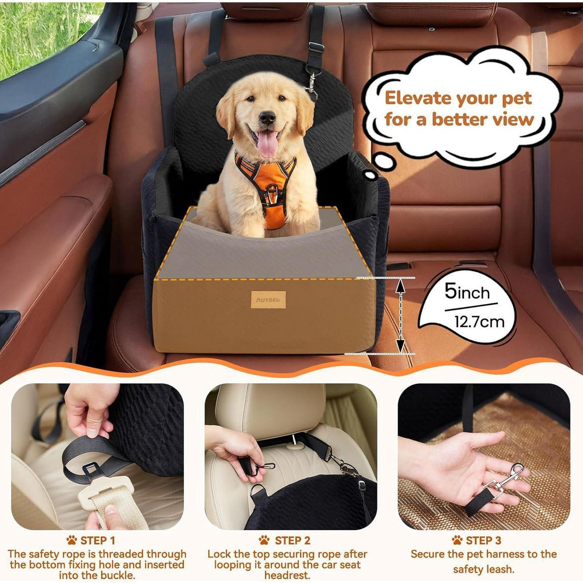 Hunde Autositz wasserfest & sicher – für kleine & mittlere Hunde