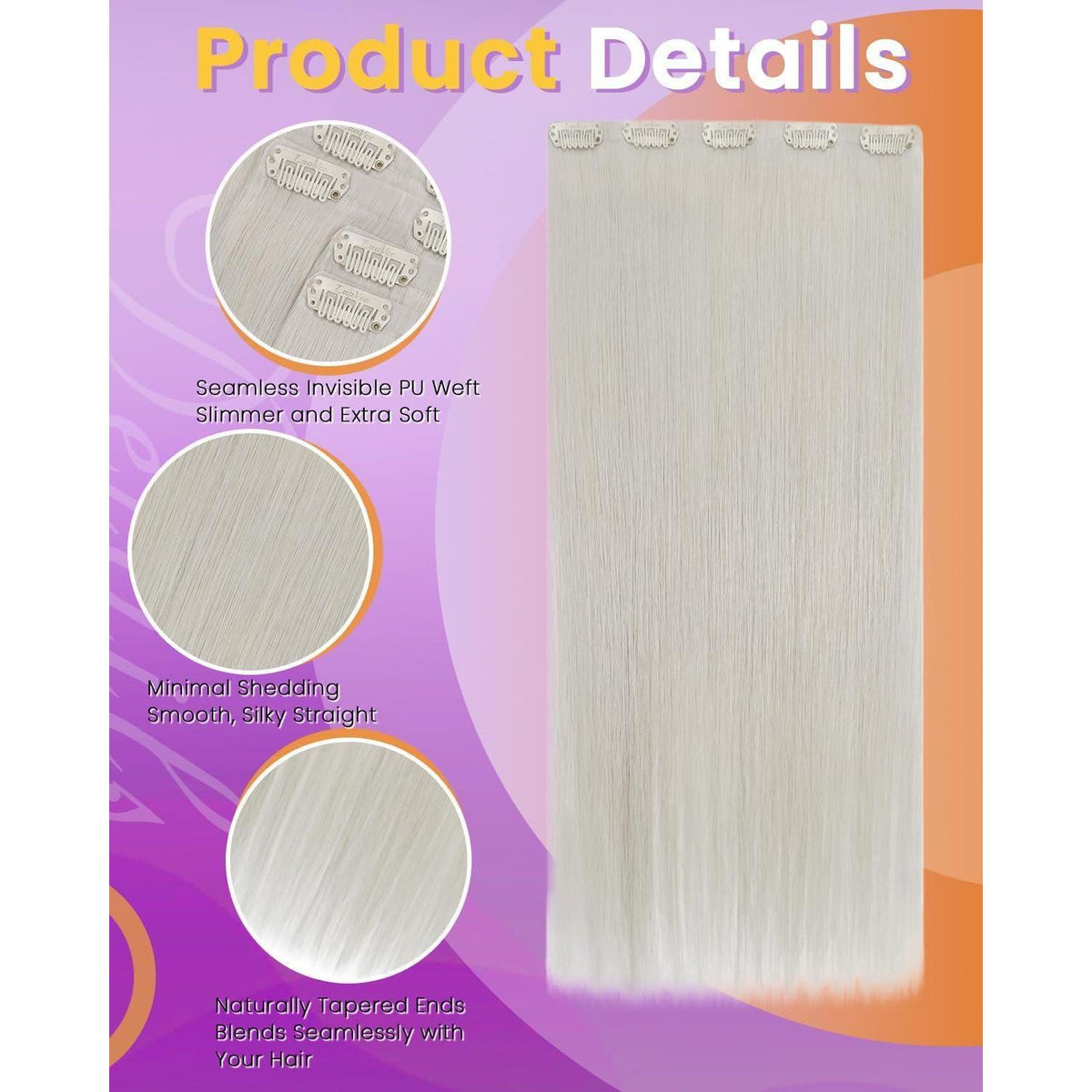 Echthaar Clip-in Extensions Platinblond 60cm