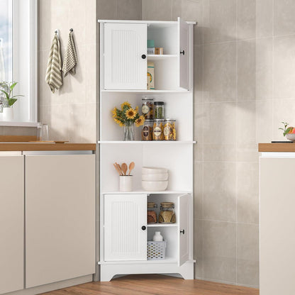 Eckschrank 173 cm mit 2 Türen & Regalen – Küchenturm für Küche, Wohnzimmer