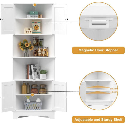 Eckschrank 173 cm mit 2 Türen & Regalen – Küchenturm für Küche, Wohnzimmer