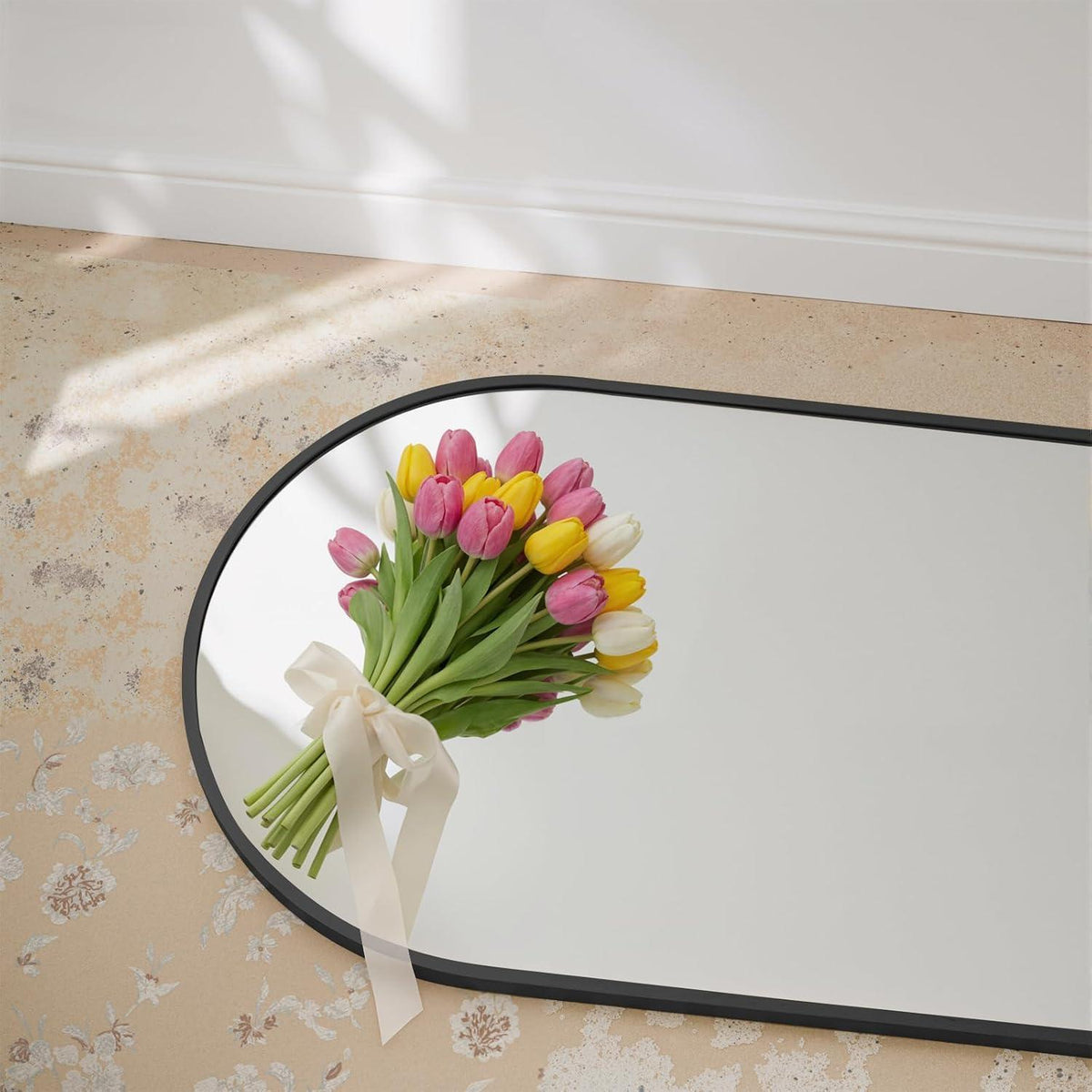 Ganzkörperspiegel gebogen 180x76cm – Stand- & Wandspiegel Schwarz