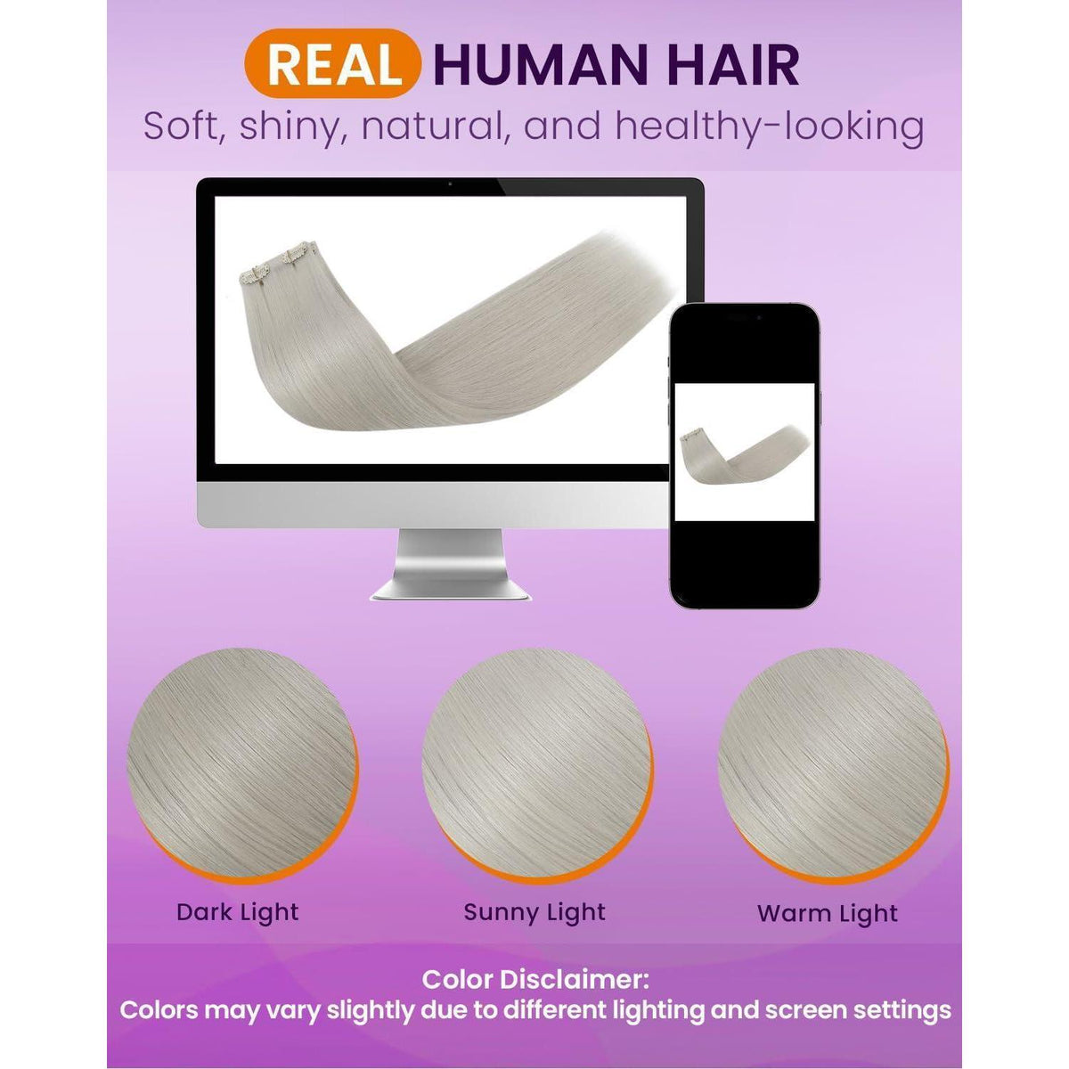Echthaar Haarverlängerung Platinblond Clip-in 40cm