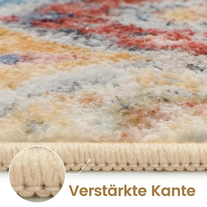 Vintage Teppich Wohnzimmer 200x300 cm Waschbar Creme/Mehrfarbig