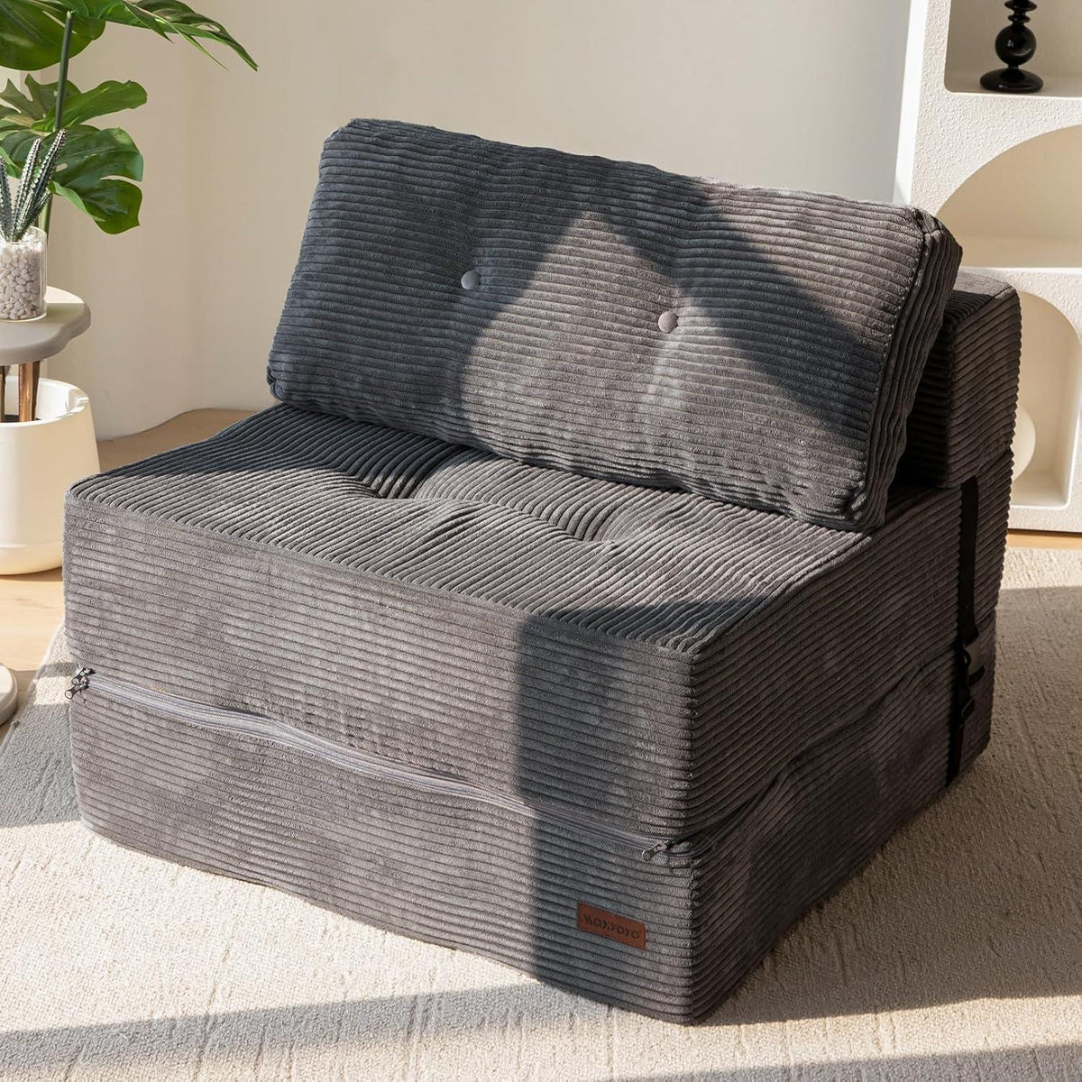Klappsofa mit Schlaffunktion – Grau, 160x80x40 cm