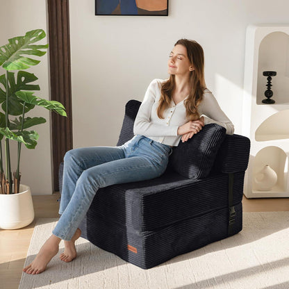 Klappsofa mit Schlaffunktion – Vielseitiges Bodensofa Schwarz