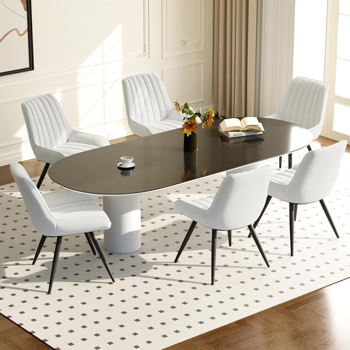 Esszimmerstühle 4er Set | Polsterstühle mit Sitzkissen Weiß