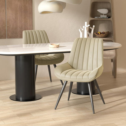 Esszimmerstühle 2er Set | Beige Polsterstühle mit Sitzkissen