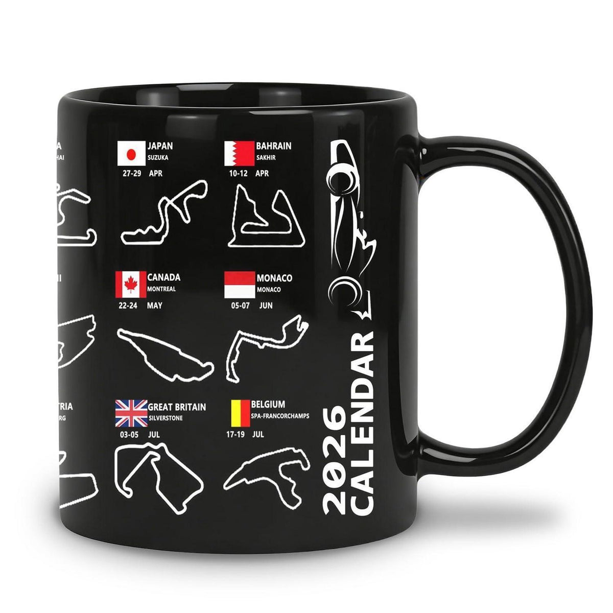 Schwarzer Adventskalender Becher – Motorsport Geschenk für Fans