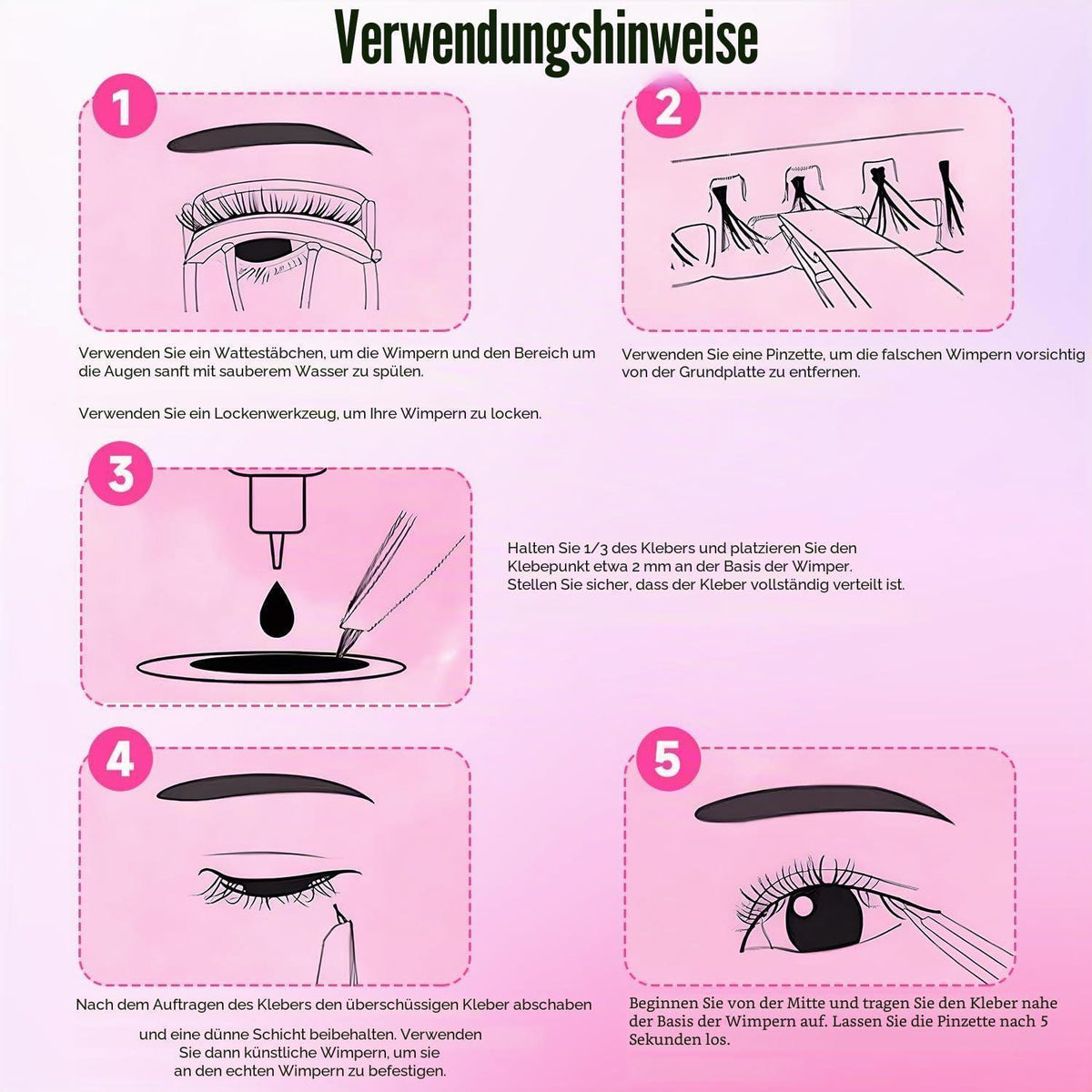 Wimpern Extensions Set 730pcs – Cluster Lashes mit Kleber & Pinzette