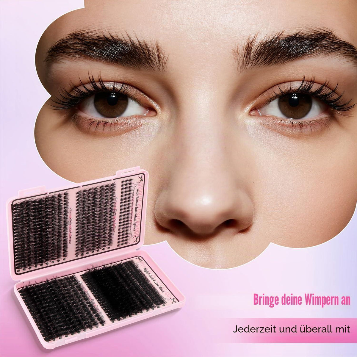 Wimpern Extensions Set 730pcs – Cluster Lashes mit Kleber & Pinzette