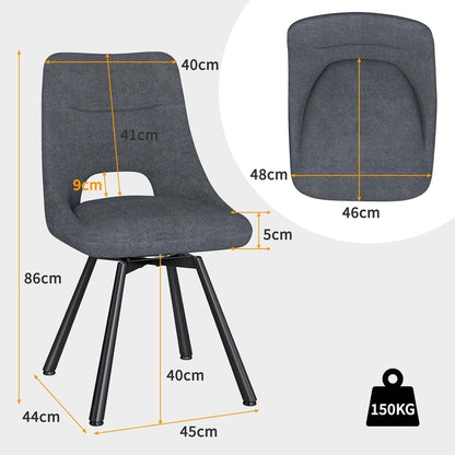Drehbarer Esszimmerstuhl Set 2x, Modern & Gepolstert, Tiefes Grau