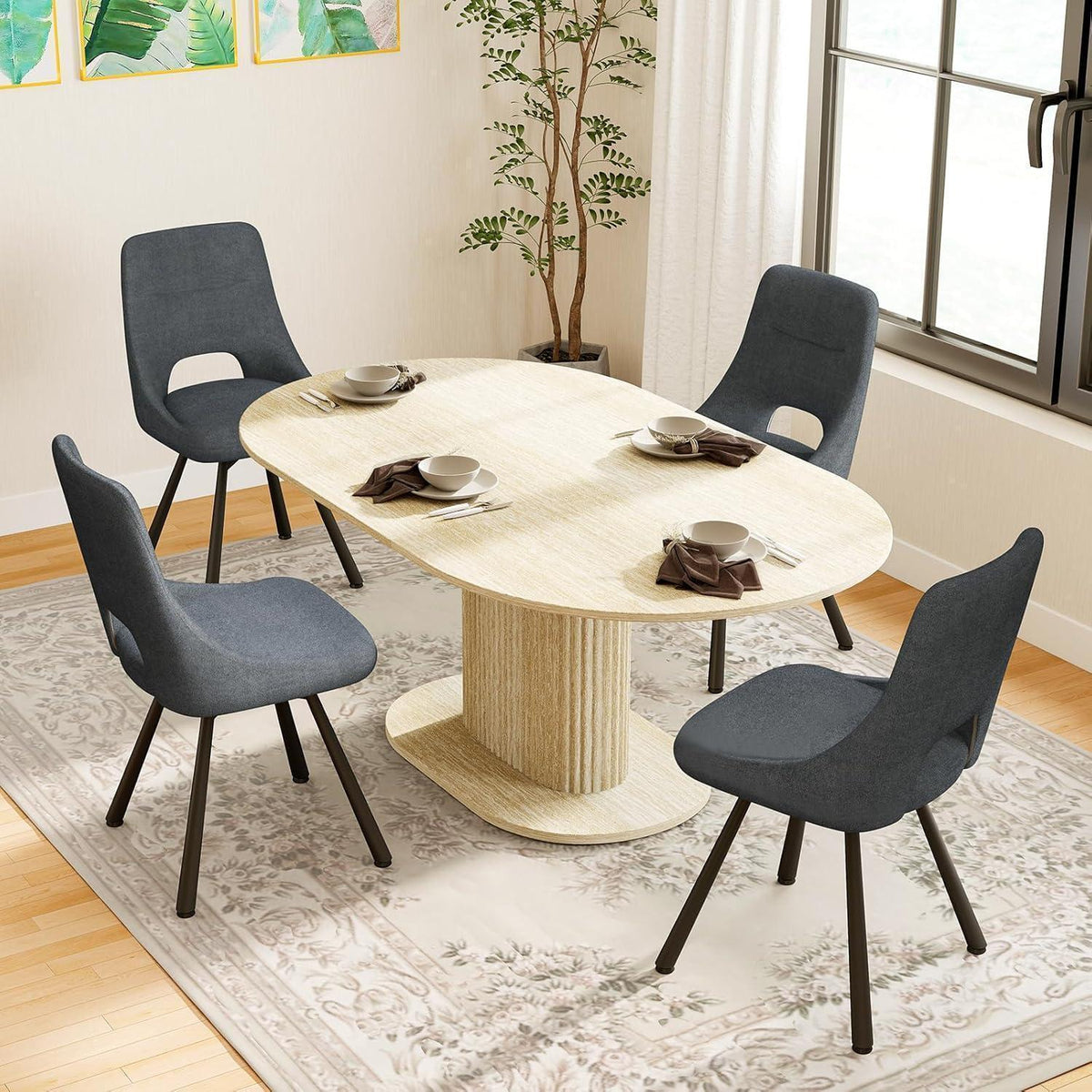 Drehbarer Esszimmerstuhl Set 2x, Modern & Gepolstert, Tiefes Grau