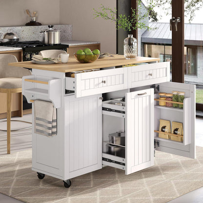Mobile Kücheninsel Weiß – Klappbare Arbeitsplatte & Stauraum